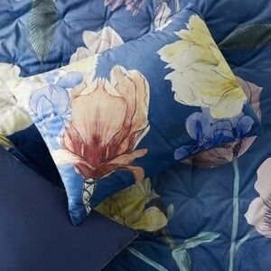 Anthropologie Ella Blue Floral Pillow Sham